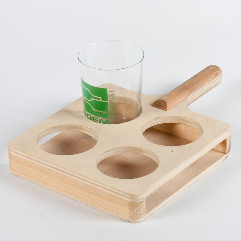 RAQUETA DE MADERA PARA VASOS DE SIDRA